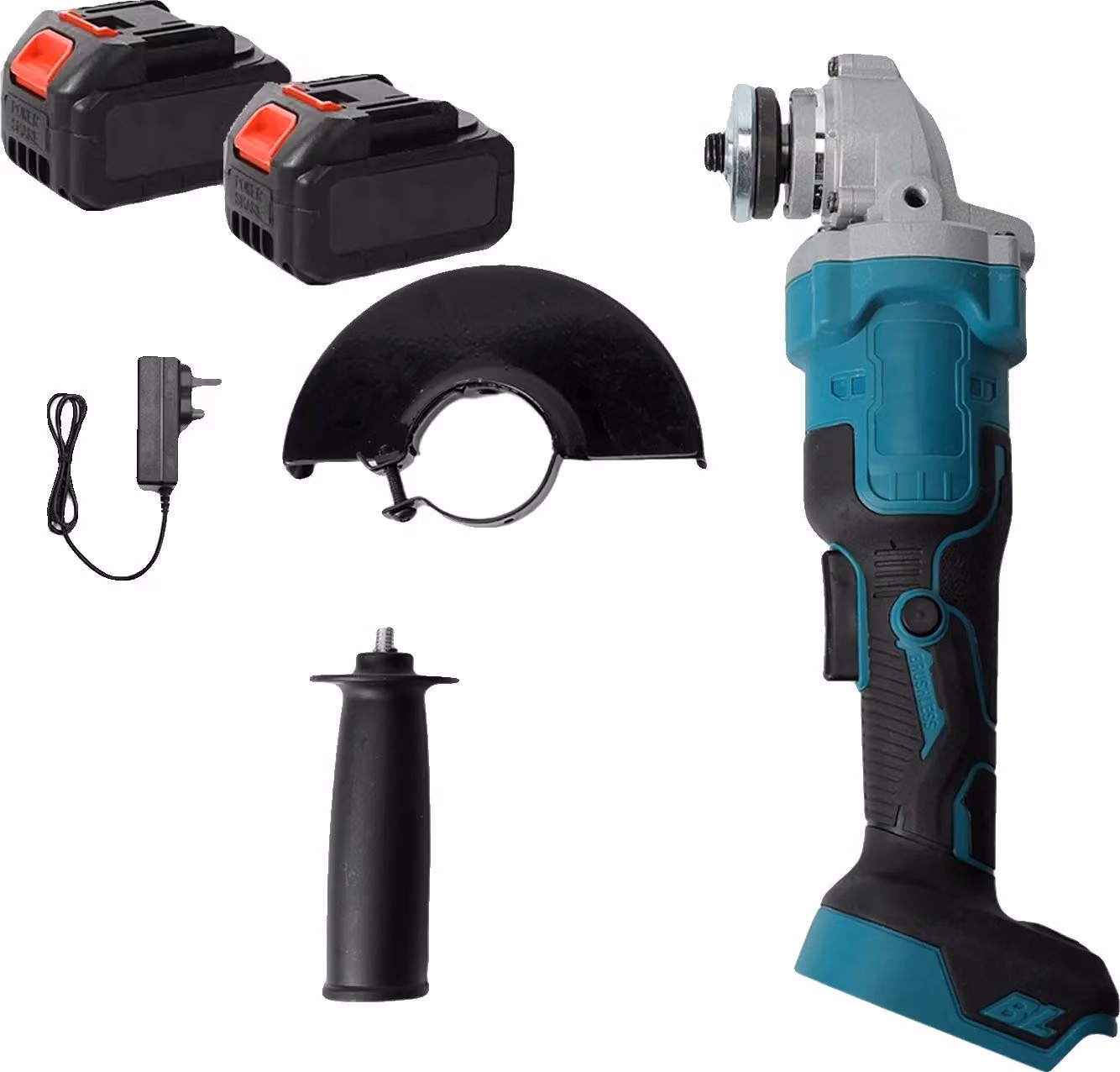 Smerigliatrice angolare, motore brushless, caratteristiche di sicurezza migliorate, 2 batterie 1 spina