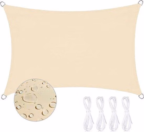 Telo ombreggiante rettangolare 2x3 m, protezione UV, ombrellone resistente e impermeabile, per terrazza, uso esterno in giardino (giallo)
