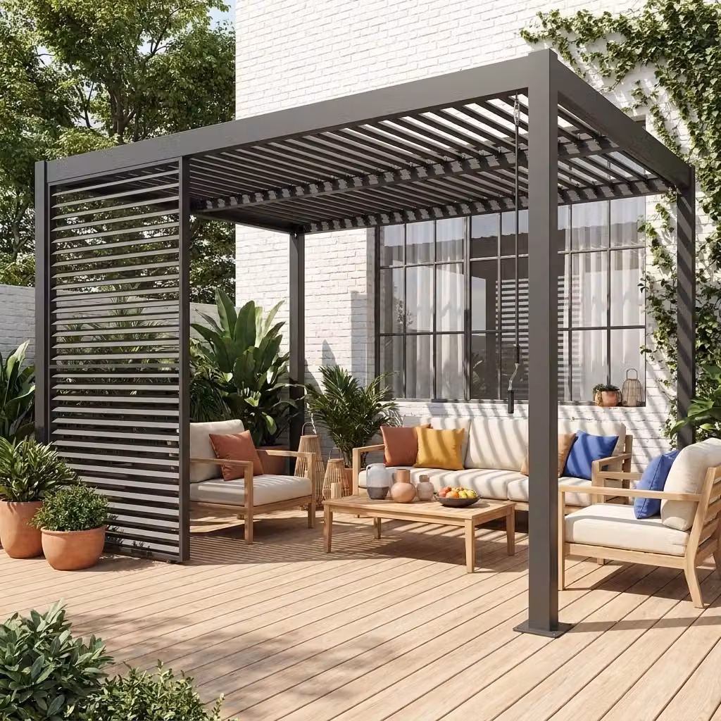 Persiana a lamelle orientabili Sweeek per pergola Palace in alluminio, colore antracite, L: 1,3 m – 2