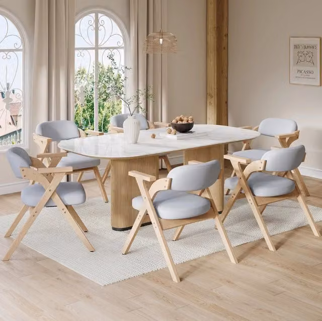 Set di 6 sedie da pranzo pieghevoli 64,5x67,5x76 cm in legno grigio salvaspazio –