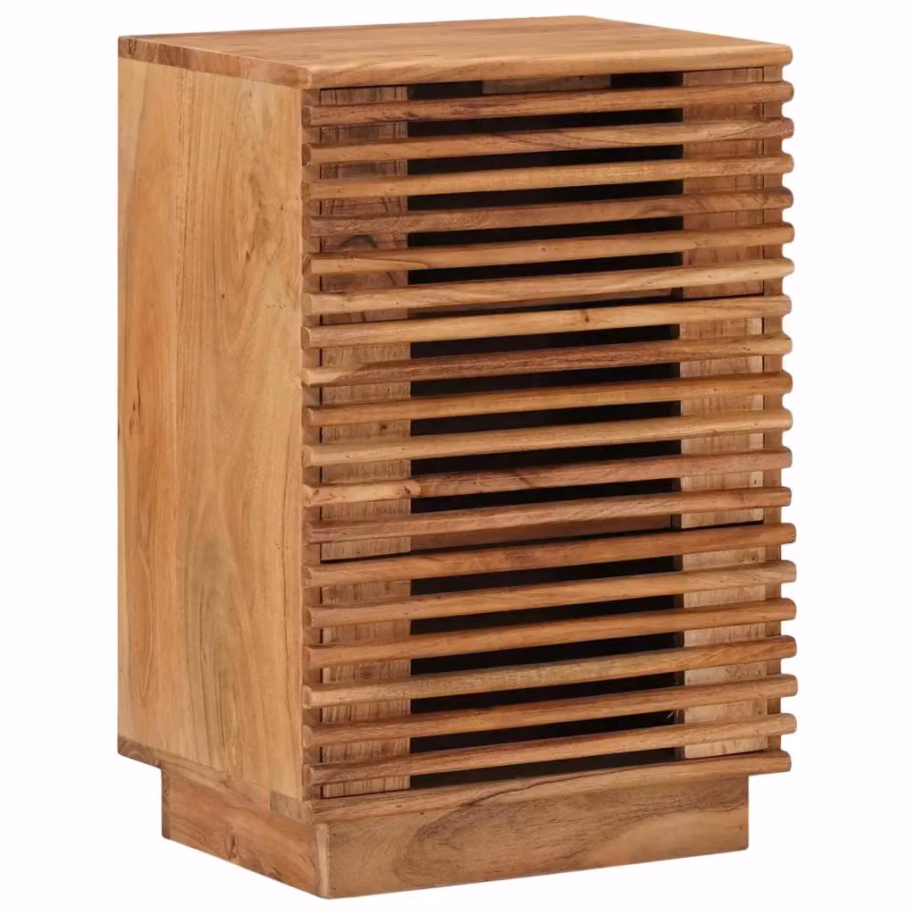 Comodino a muro moderno vidaXL in legno di acacia marrone L: 40 cm, P: 30 cm, H: 60 cm – 2