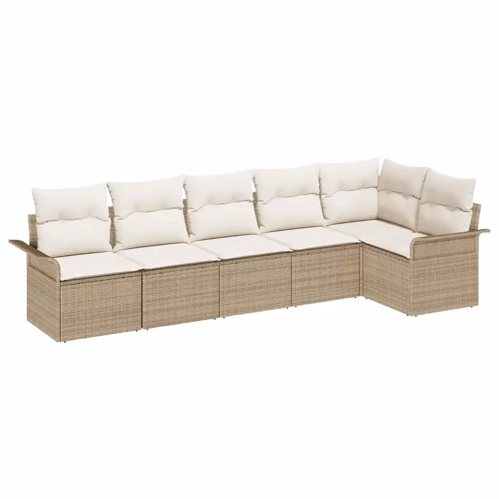 Set Divano da Giardino a L vidaXL in Polyrattan Beige con Cuscini e Struttura in Metallo – 2