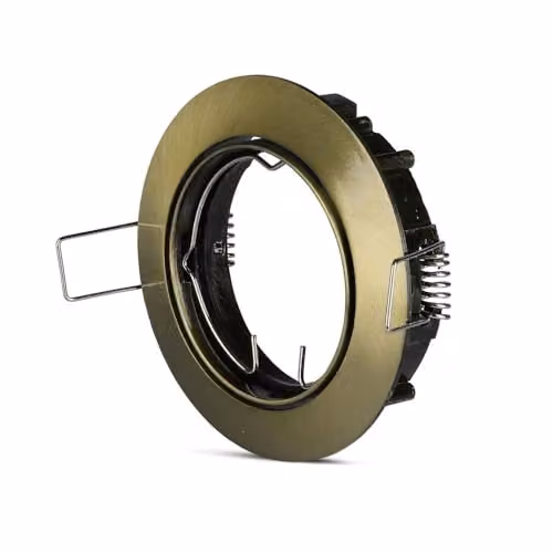 Portafaretto LED da Incasso Rotondo GU10 e GU5.3 (MR16) Colore Oro Satinato Orientabile
