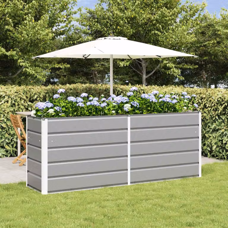 Fioriera vidaXL in acciaio zincato grigio chiaro L: 195 cm, P: 50 cm, H: 75 cm