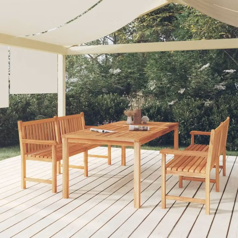 The Living Store Set da pranzo da giardino 3 pz. Set da pranzo da giardino in legno massiccio teak