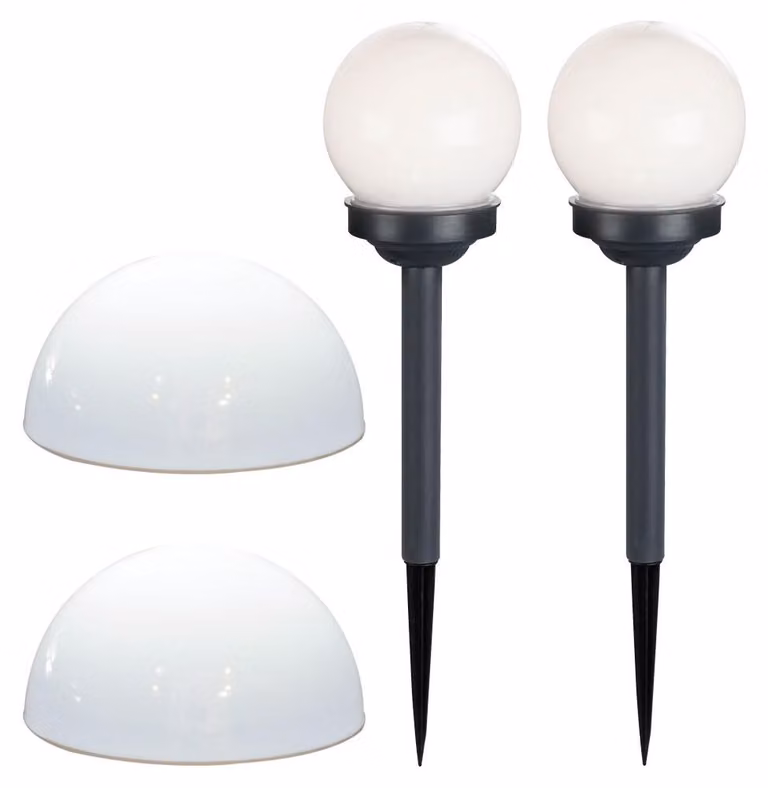 Set da 4 lampade da esterno a LED a energia solare a forma di sfera e semisfera