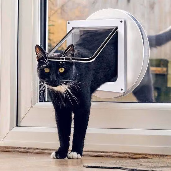 Porta per gatti con ganci, resistente alle intemperie, 235 x 25 x 55 cm - Ingresso per gatti e animali domestici di grossa taglia - Porta interna ed esterna (bianca)
