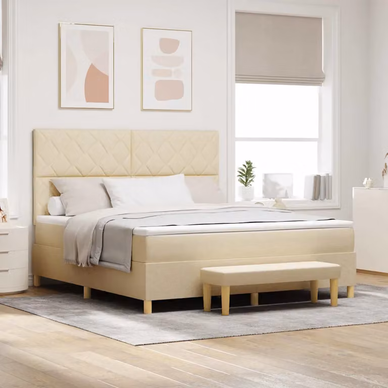 Letto a molle con cuscino vidaXL in tessuto beige L: 180 cm, P: 200 cm, H: 128 cm