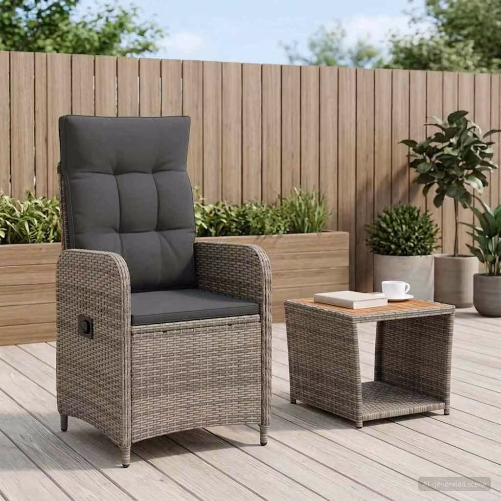 Maison Exclusive - Set da lounge per giardino, composto da 2 pezzi, in grigio chiaro e grigio scuro
