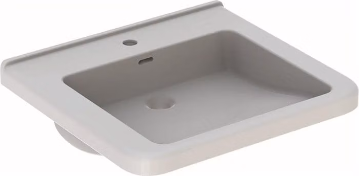 Geberit Renova Nr. 1 Comfort, lavabo avec encastrement, 600x550 mm, avec percement pour robinetterie, avec trop-plein, blanc, 128660600, 128660600