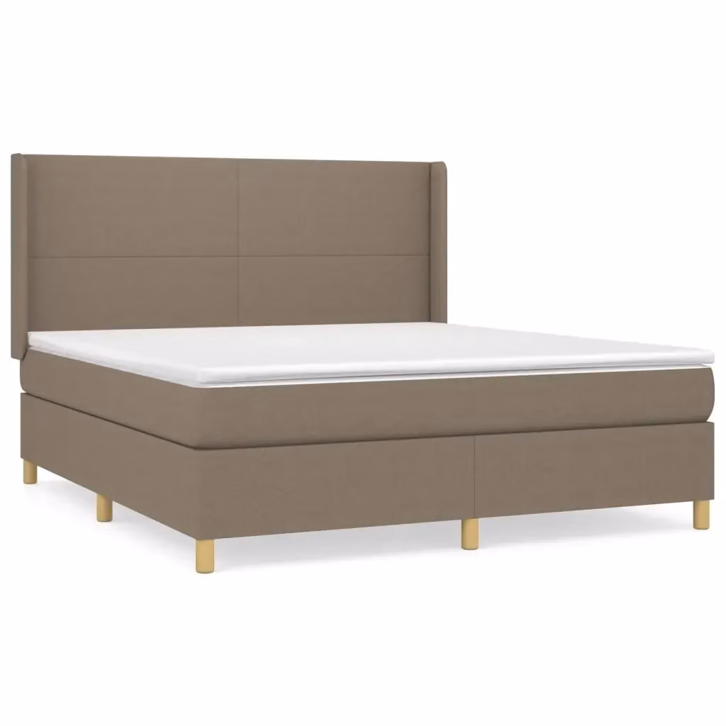 Letto Ibrido vidaXL con Giroletto a Molle e Materasso in Tessuto Beige e Bianco L/P/H: 160 x 200 x 128 cm – 2