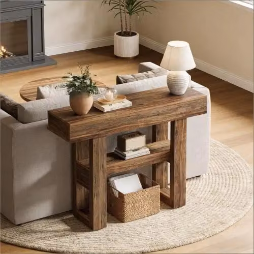 Consolle REDOM marrone in MDF con finitura rustica L: 116 cm, P: 35 cm, H: 19,5 cm – 2