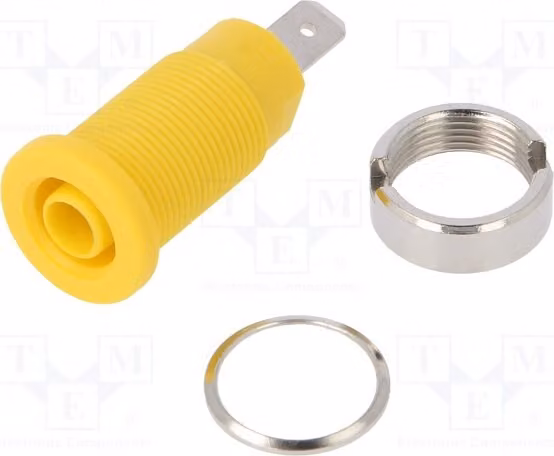 1 connettore a banana da 24,5 mm, 1000 VDC, 4 mm, 24 A, giallo, placcato in nichel, modello FCR73575B