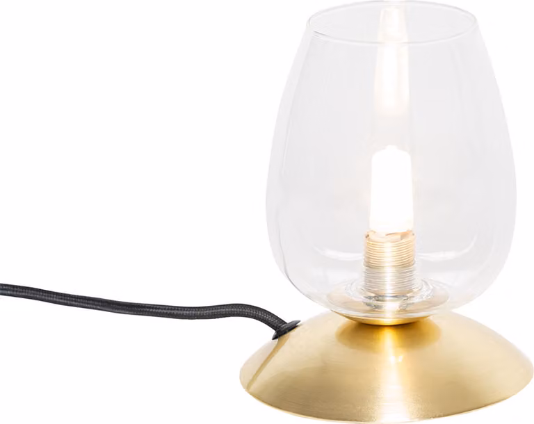 QAZQA - Lampada da tavolo classica I Antica Oro I Ottone con vetro - Elien I Soggiorno I Camera da letto - Tondo in acciaio - LED adatto G9