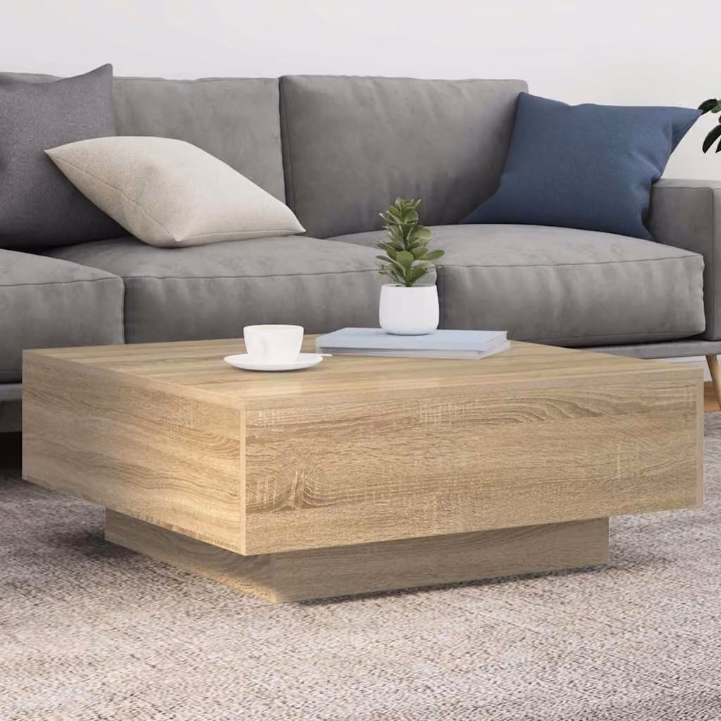 vidaXL Tavolino da Salotto Moderno in Legno Rovere, L/P/H: 80 x 80 x 31 cm