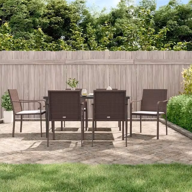Set Pranzo da Giardino 7 pz con Cuscini in Polyrattan e Acciaio 3186946