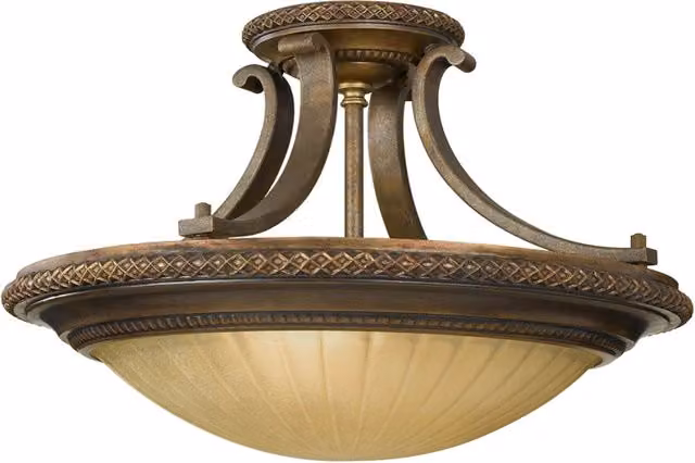 Plafoniera Feiss Kelham Hall 2xE27 bronzo vetro scavo 46cm