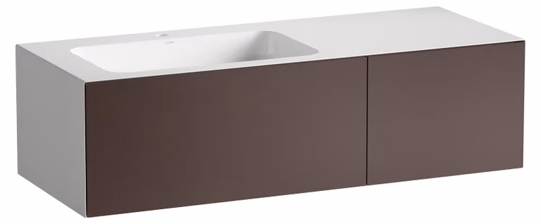 LAUFEN FOLIO Plan de toilette, rectangulaire, 2 tiroirs, 1 trou pour robinetterie, sans trop-plein, 1254x500x350mm, H580FO75231111, H580FO75231111