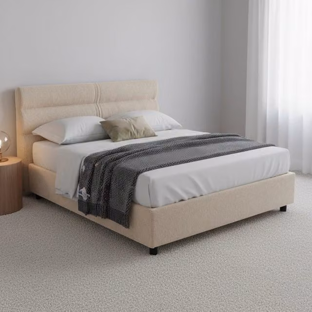 Letto Matrimoniale Contenitore Briaglia DMORA Grigio e Beige L/P: 160 x 200 cm