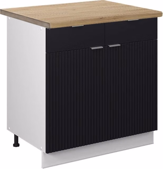 Mobiletto base per cucina Fame-Line Nero rigato/Bianco 80 cm, PL Rovere Vicco