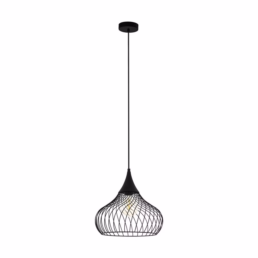 Lampadario Industrial Staverton 1 Luce Acciaio Nero