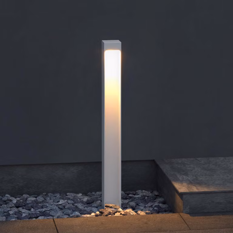 doporro Lampione da Giardino 60 cm IP65 con LED 5W 3000K šC Paletto Luminoso da Esterno in Alluminio Bianco Opaco per Sentieri, Vialetti, Terrazze e Cortili, Design Moderno