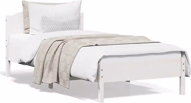 Giroletto vidaXL in legno massello di pino bianco con doghe fisse e telaio rigido L/P/H: 205.5 x 100 x 74.5 cm