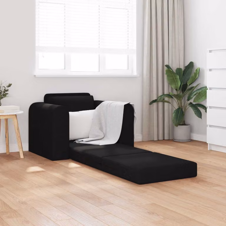 Divano letto vidaXL in tessuto nero con design minimalista L: 98 cm, P: 71 cm, H: 83 cm