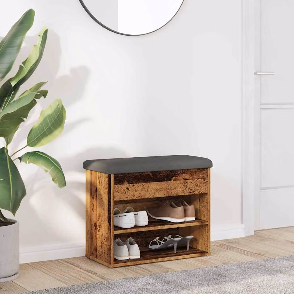 Scarpiera vidaXL in legno antico marrone e grigio L: 62 cm, P: 32 cm, H: 50 cm