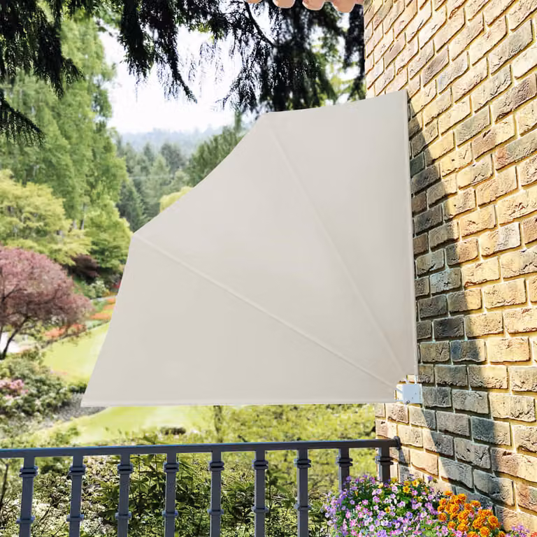 The Living Store Ventilatore da balcone pieghevole crema 140×140 cm