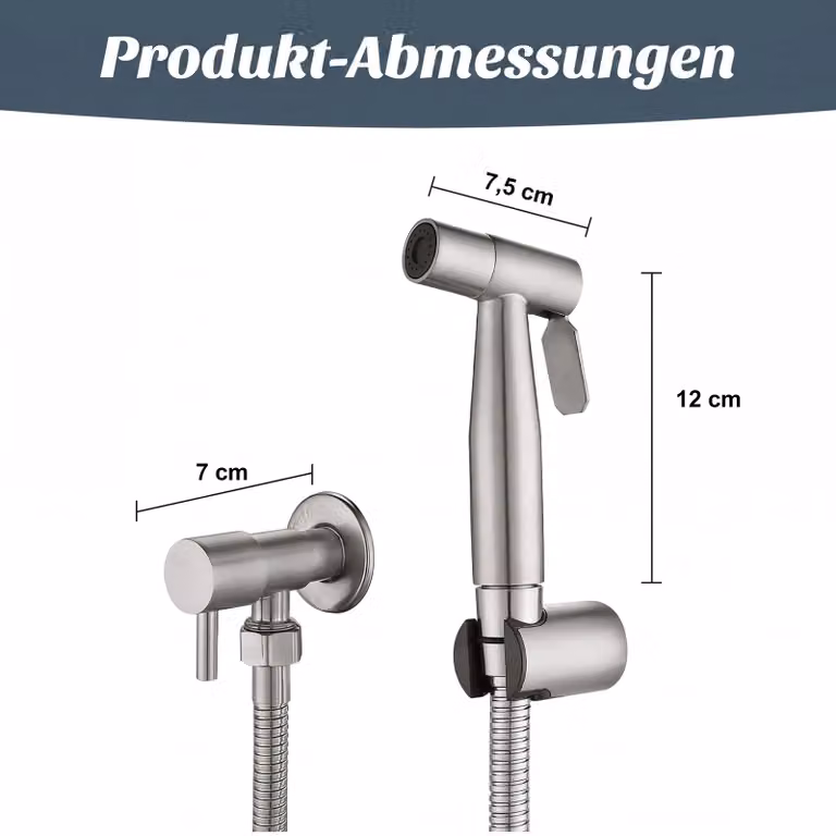 Doccia igienica - Getto igienico a mano - Getto ad alta pressione - Acciaio inossidabile - Impugnatura ergonomica - Montaggio semplice - Colore 1