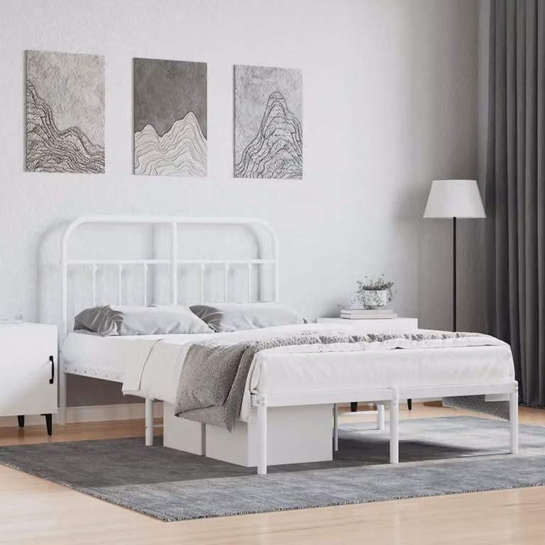 vidaXL Giroletto con Testiera in Metallo Bianco L/P/H: 120 x 200 cm