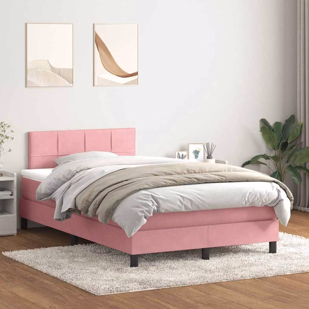 Maison Exclusive - Letto boxspring con materasso Rosa 120x220 cm Velluto