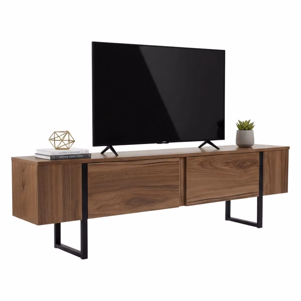 Mobile porta TV Tarquin DMORA, Credenza da soggiorno moderna in Noce e Nero, L 180 x P 29,5 x H 50 cm – 2
