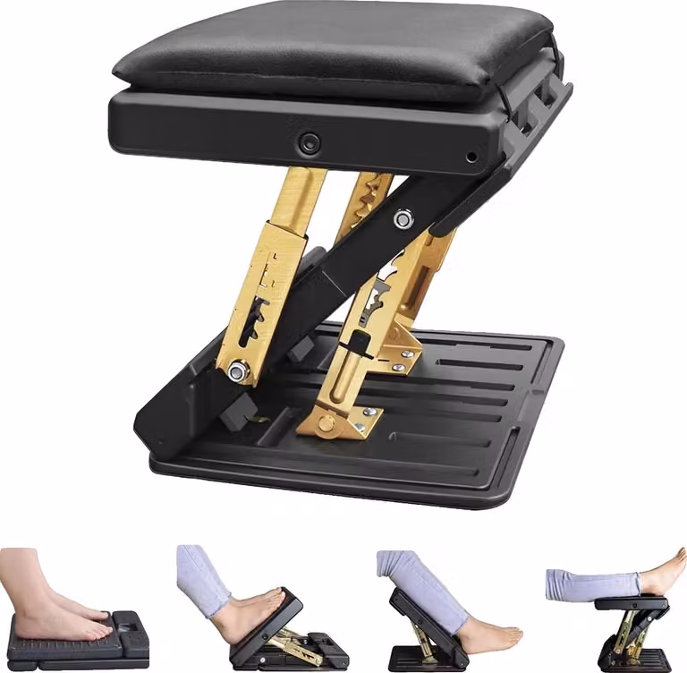 Poggiapiedi, altezza regolabile, design portatile, nero
