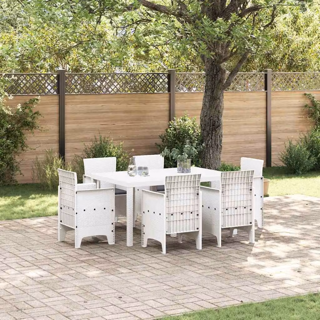 Maison Exclusive - Set da pranzo per esterno, 7 pezzi, rattan bianco