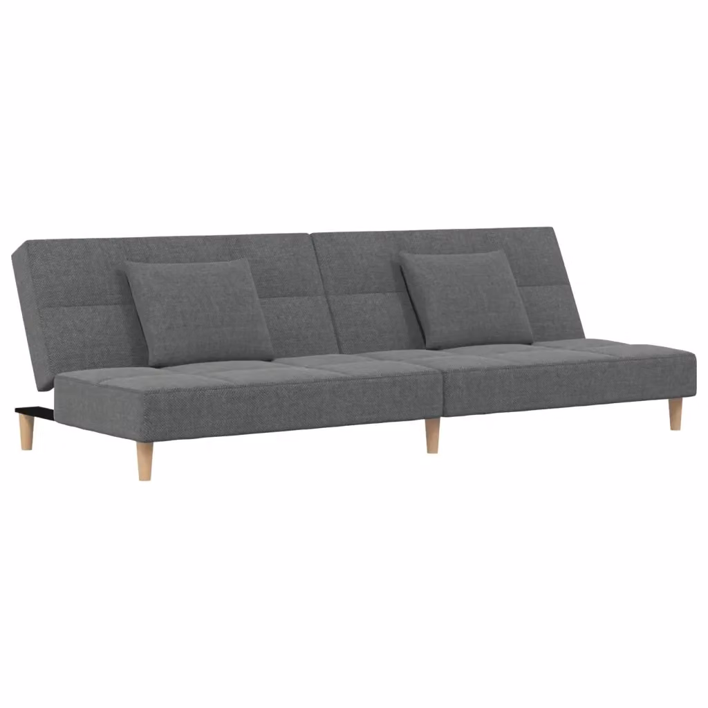 Divano Letto Click-Clack vidaXL in Tessuto Grigio con Cuscini e Struttura in Legno Solido per Soggiorno – 2