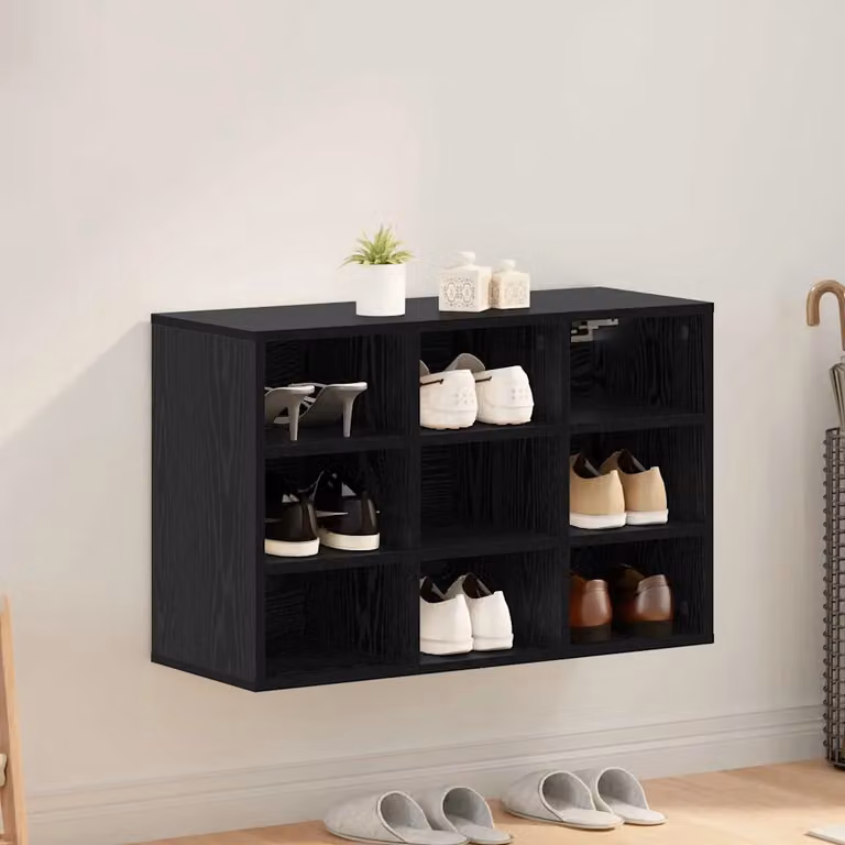 Scarpiera moderna vidaXL in legno ingegnerizzato nero L: 77,5 cm, P: 30 cm, H: 51 cm