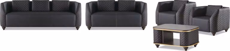 Komplett-Set 3-Sitzer 2-Sitzer Sessel Couchtisch Ledersofas Leder Holz