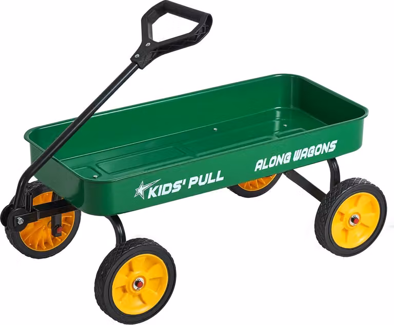 Carretto per bambini - Carretto a mano - Da 18 mesi - Portata 80 kg - 101 x 48 x 36 cm - Con maniglia - Per giardino, spiaggia e campeggio - Verde