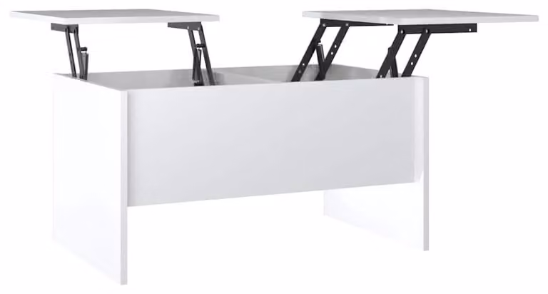 Tavolino da salotto regolabile, bianco lucido, 80x50x42,5 cm