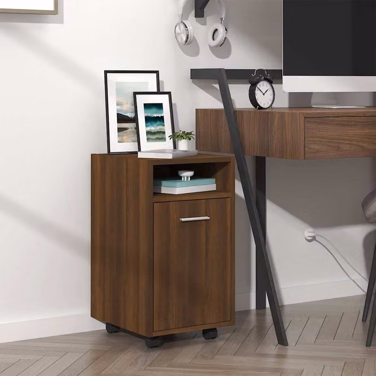 Mobiletto con Ruote vidaXL in Legno Rovere Marrone, L/P/H: 33 x 38 x 60 cm
