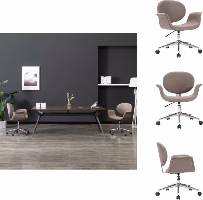 vidaXL Sedia da ufficio girevole in tessuto taupe - Sedie da ufficio
