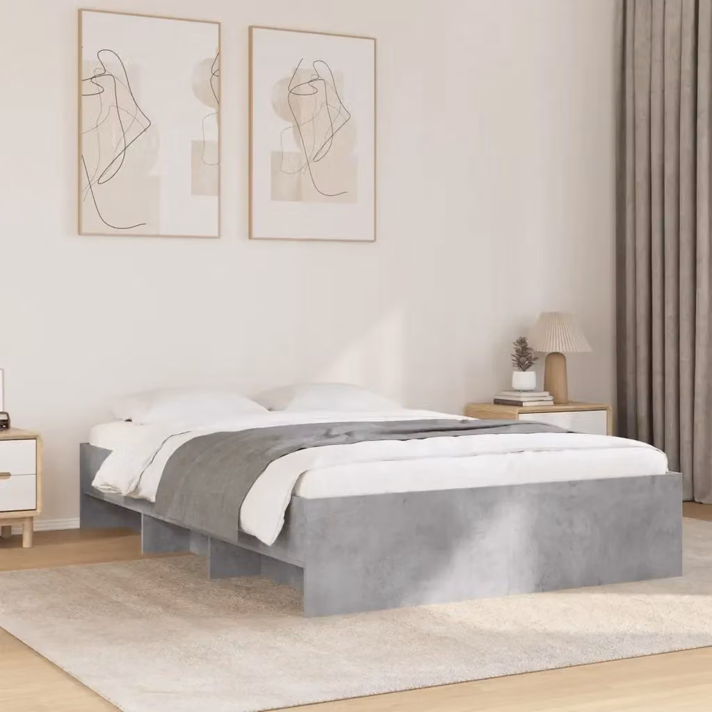 Letto matrimoniale per adulti in legno multistrato grigio con scomparti laterali L/P/H: 120 x 200 x 35 cm – 2