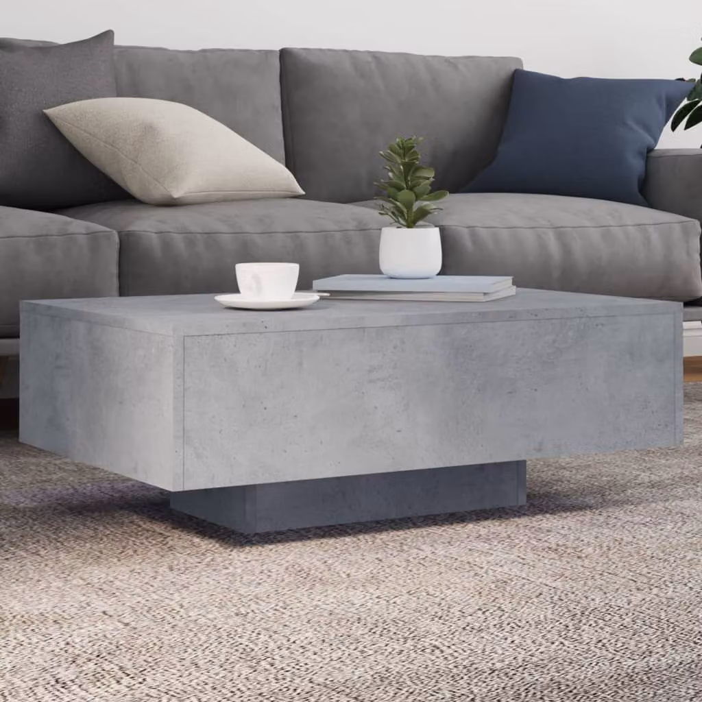 vidaXL Tavolino da Soggiorno Moderno con Luci LED Grigio, L 85 x P 55 x H 31 cm