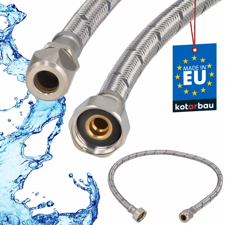 KOTARBAU® Tubo Flessibile per Rubinetto 1/2" x 3/8" Tubo di Raccordo 70 cm Dado Girevole x Raccordo a Pressare Acciaio Inox