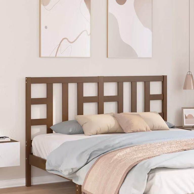 Testiera per letto vidaXL in legno massello di pino, colore marrone, L 146 cm x H 100 cm x P 4 cm