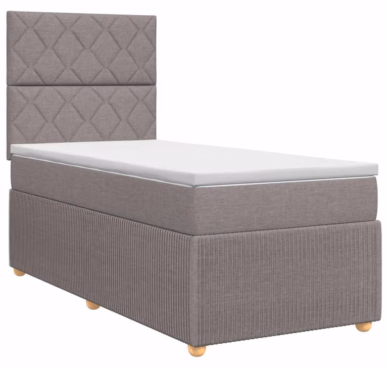 Letto a molle con materasso Taupe 100 x 200 cm in tessuto