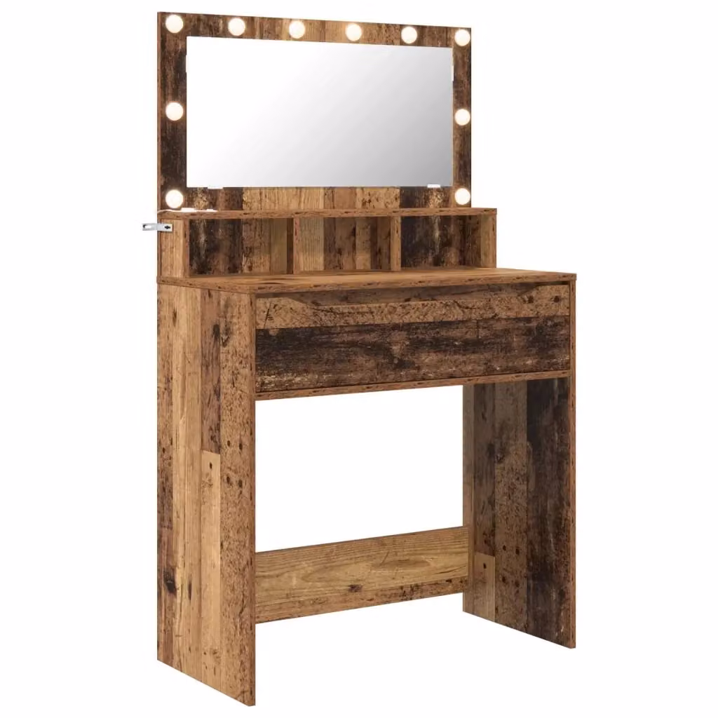 Tavolo da trucco moderno con LED vidaXL in legno marrone L: 135,0 cm, P: 39,5 cm, H: 80,0 cm – 2