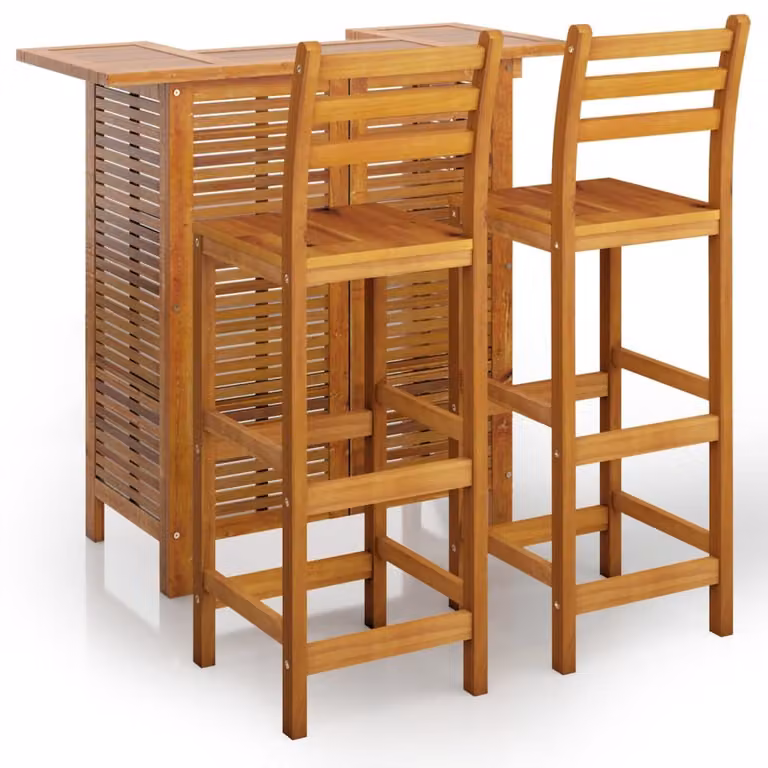 Set da Bar per Giardino 3 pz in Legno Massello di Acacia